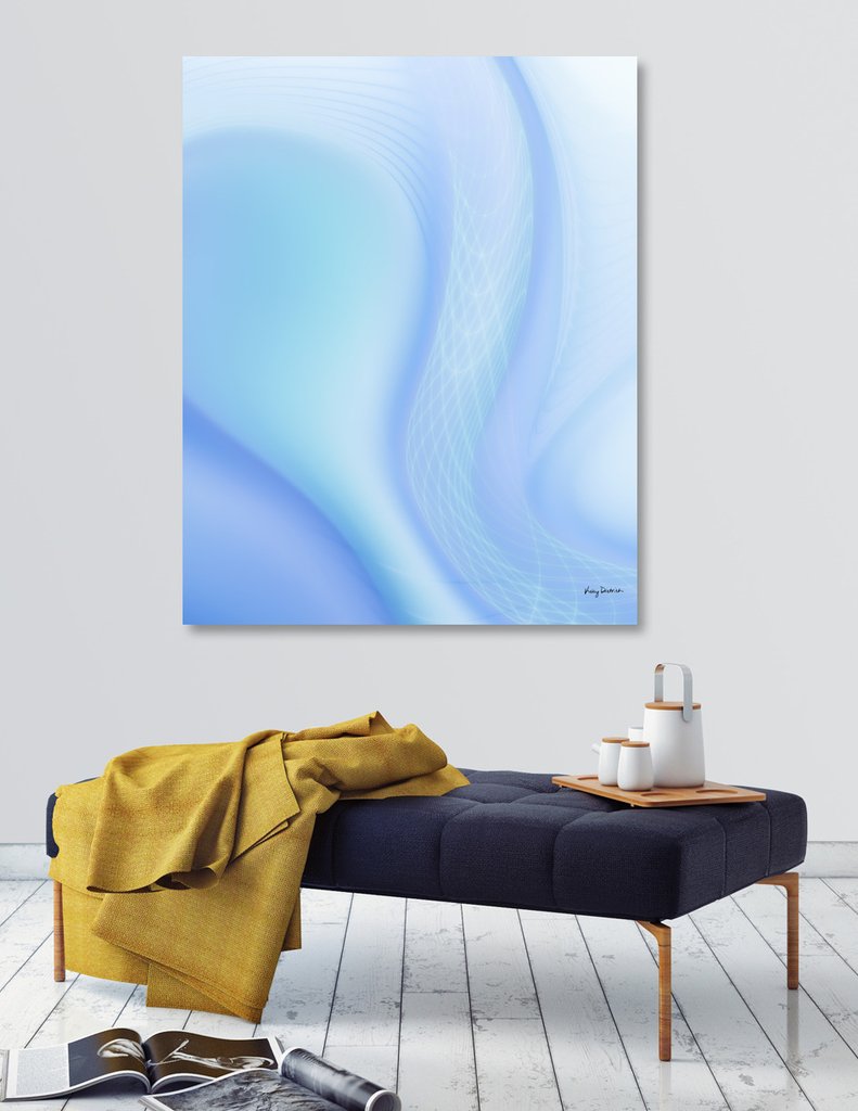 Soft Blue Wave Fractal Art Print