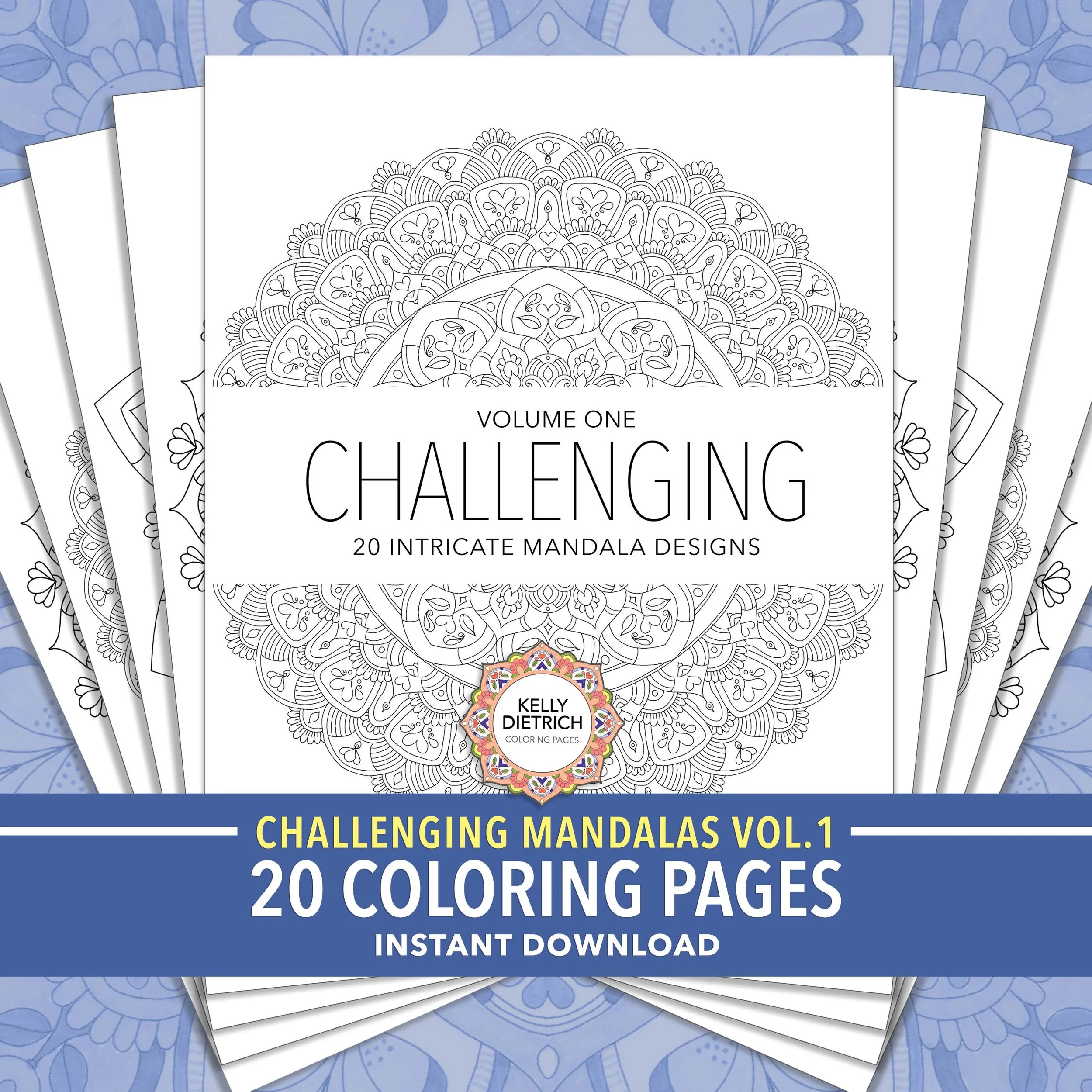Challenging Mandalas: 20 Coloring Page Digital Download