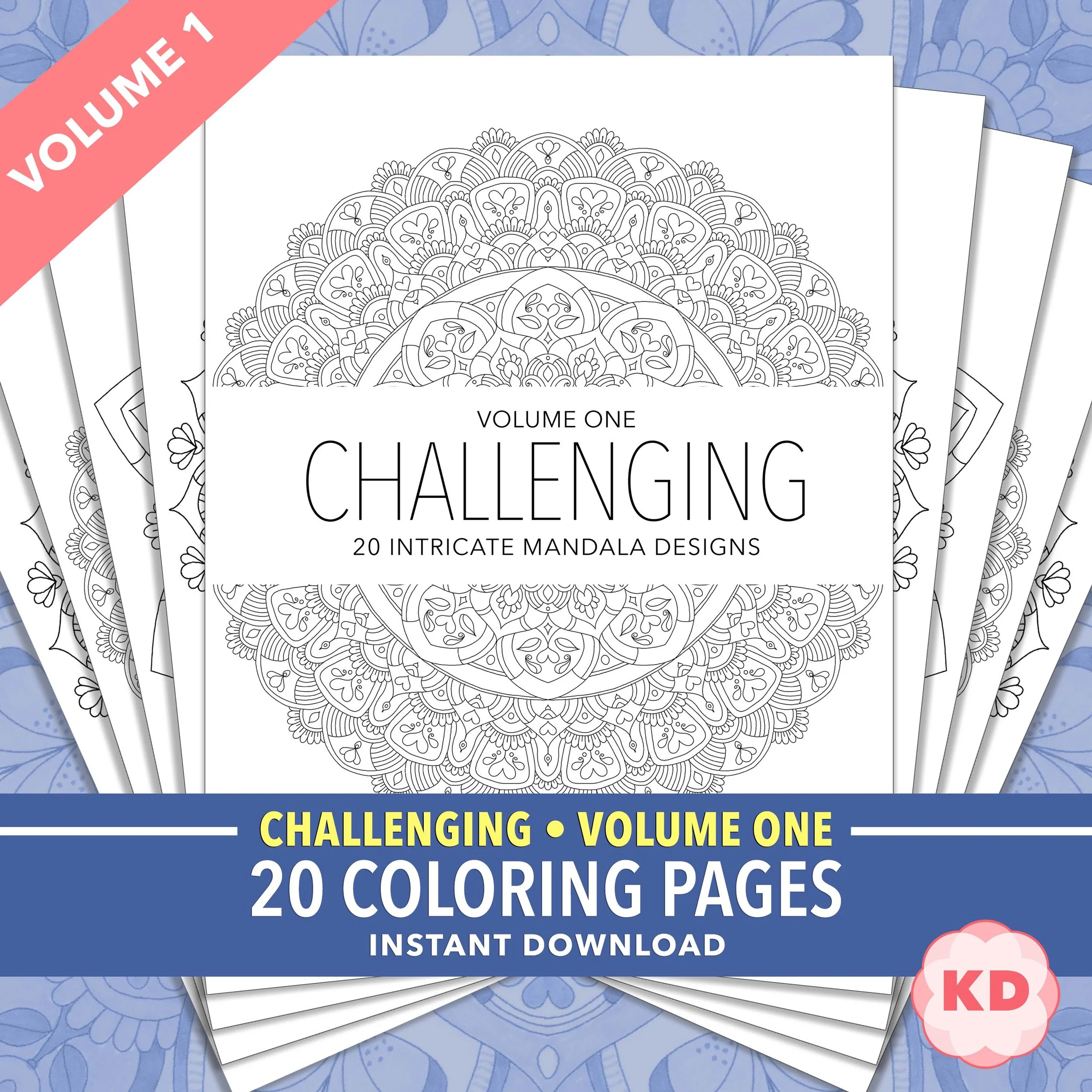 Challenging Mandalas: 20 Coloring Page Digital Download