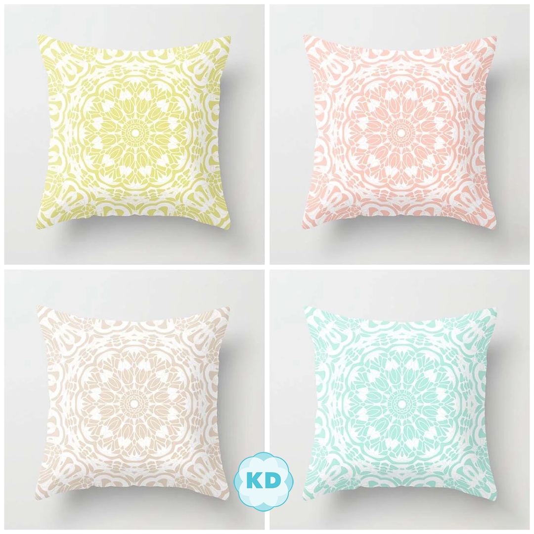 Pastel Mandala Throw Pillows