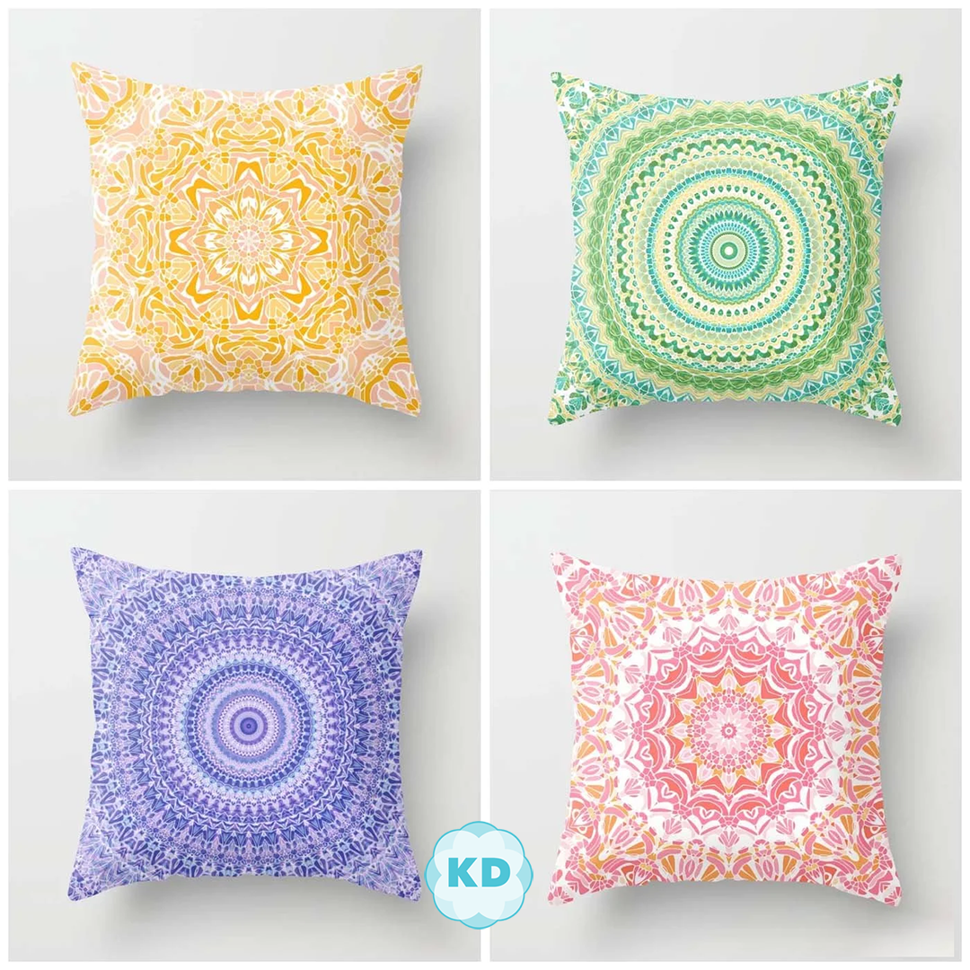 Colorful Mandala Throw Pillows