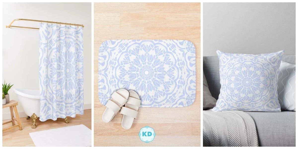 Powder Blue & White Mandala Decor