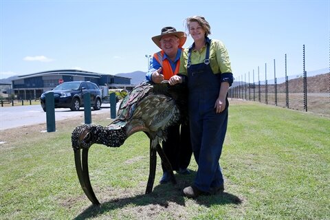 Majestic upcycled bin chicken lands in Lakes Creek