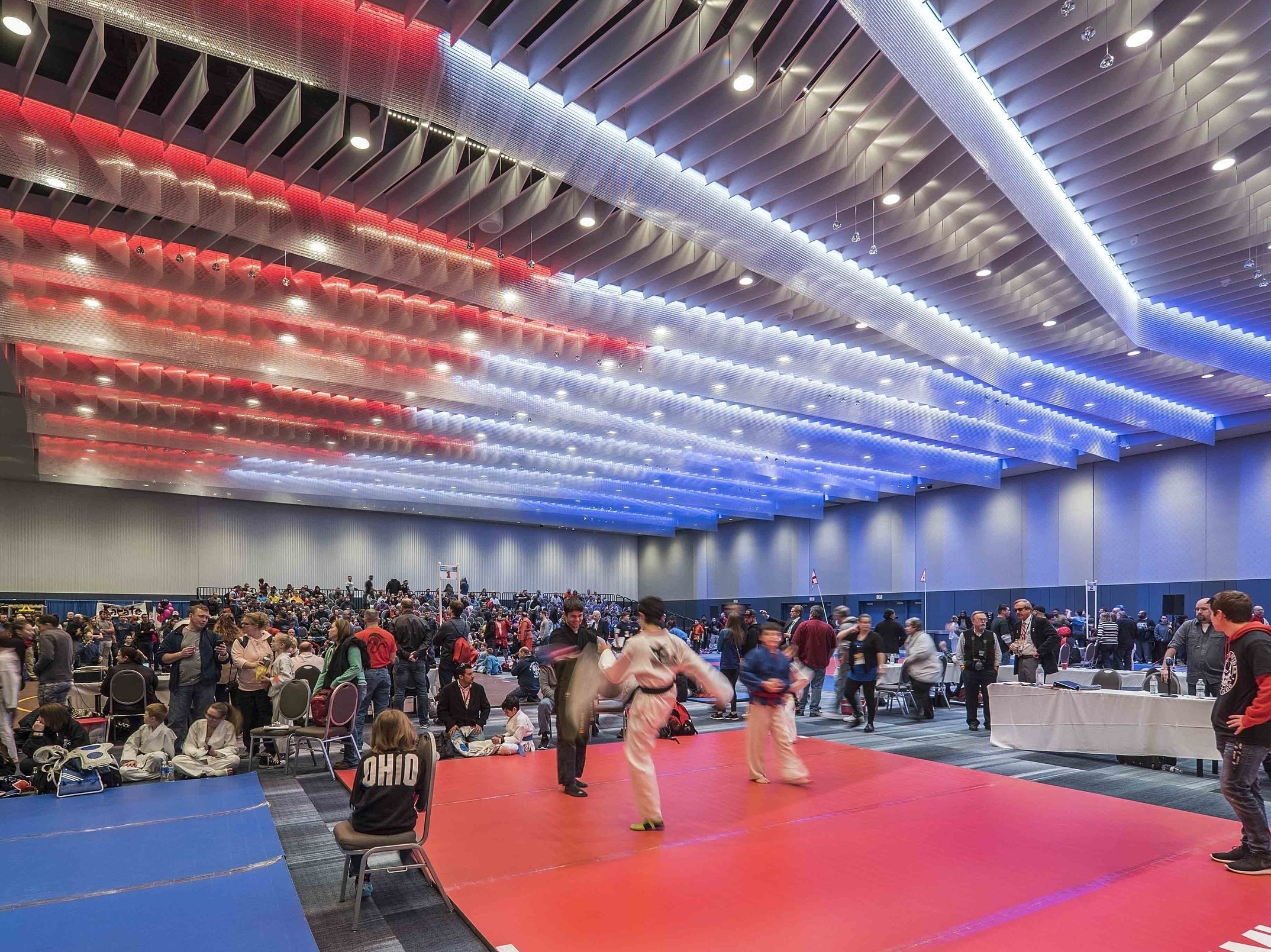 The 25,000 SF Grand Ballroom was among the first renovated spaces to be completed, and was renamed the Union Station Ballroom (honoring the history of the site where the Convention Center now stands, which used to be Columbus’ downtown train station, Union Station).