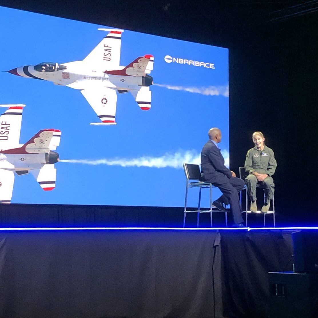 Inspiring story from the first female U.S. Air Force fighter pilot. Brigadier General Jeannie Leavitt #nbaa19 #aviation #businessaviation #nbaa