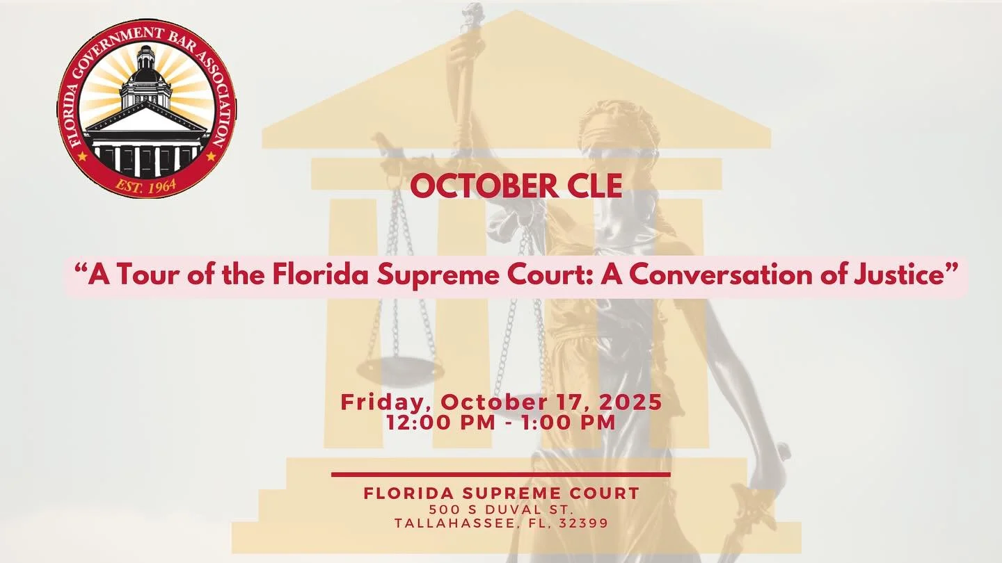 Join the FGBA next week for a tour of the Florida Supreme Court. This event is approved for 1 hour of CLE credit and will include insight into the history of the  Court in addition to free resources available to attorneys.