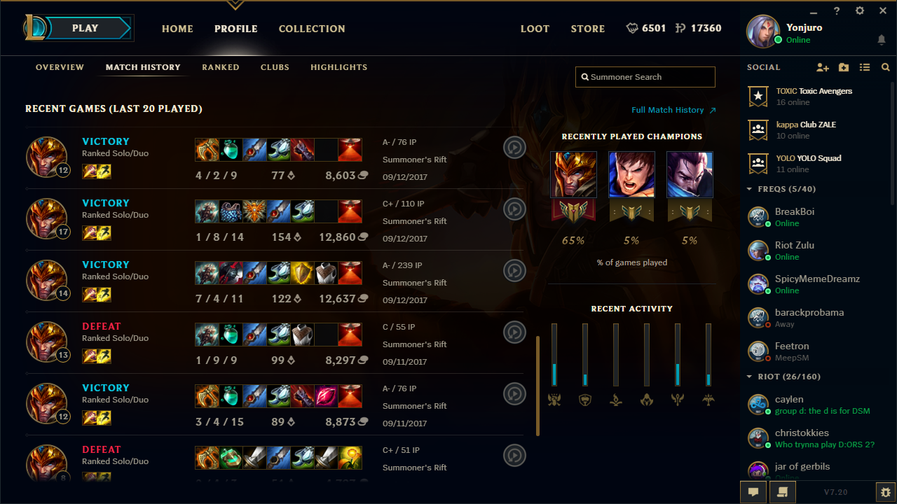 League of Legends Match History — Aaron Rutledge