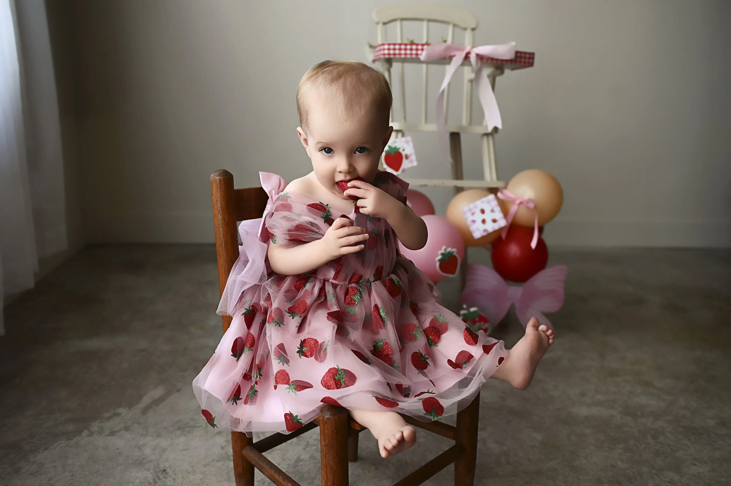 Strawberry First Birthday Cake Smash Session | Shreveport Baby Photographer