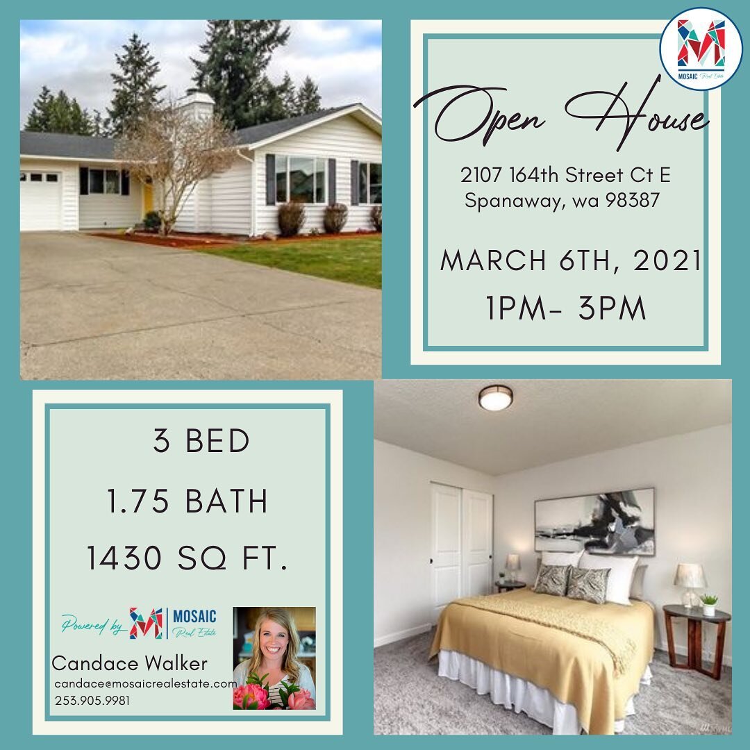 Open house time! I&rsquo;ll be showing off this Spanaway cutie Saturday from 1pm-3pm, come see me! 

It&rsquo;s got new floors, new paint, gorgeous bathrooms and an updated kitchen&mdash;giant lot with a garage and fully fenced back yard, so much to 