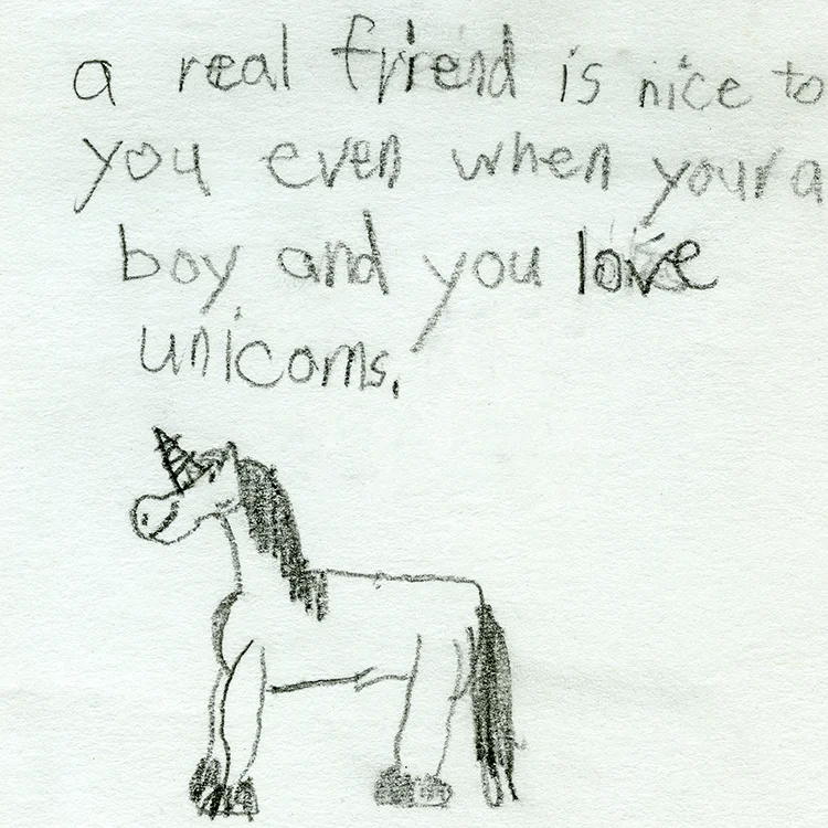 #loveunicorns from What is a real friend? (the post-it note project of MASS MoCA visitors).2017-2018.42x42%22.jpg