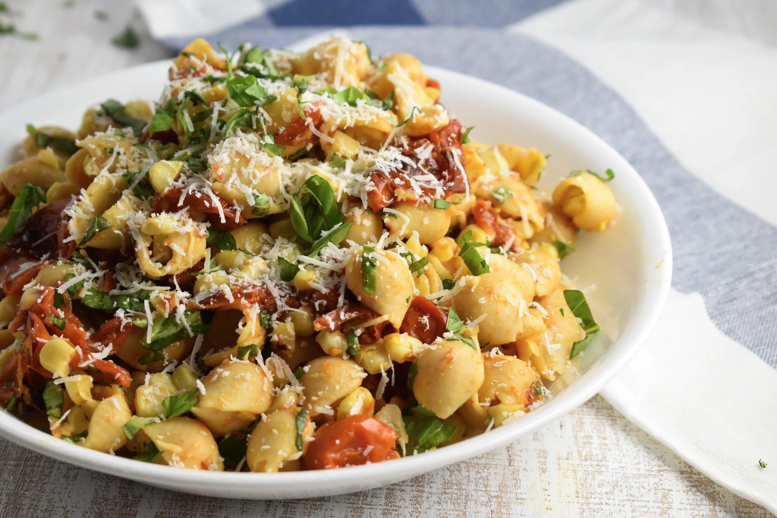 Summer Corn, Tomato and Basil Pasta
