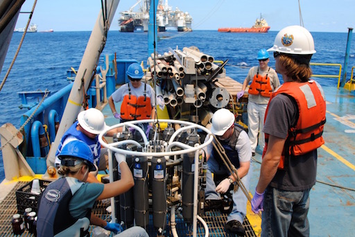 Sampling water quality from Seabird rosette Gulf of Mexico Deepwater Horizon