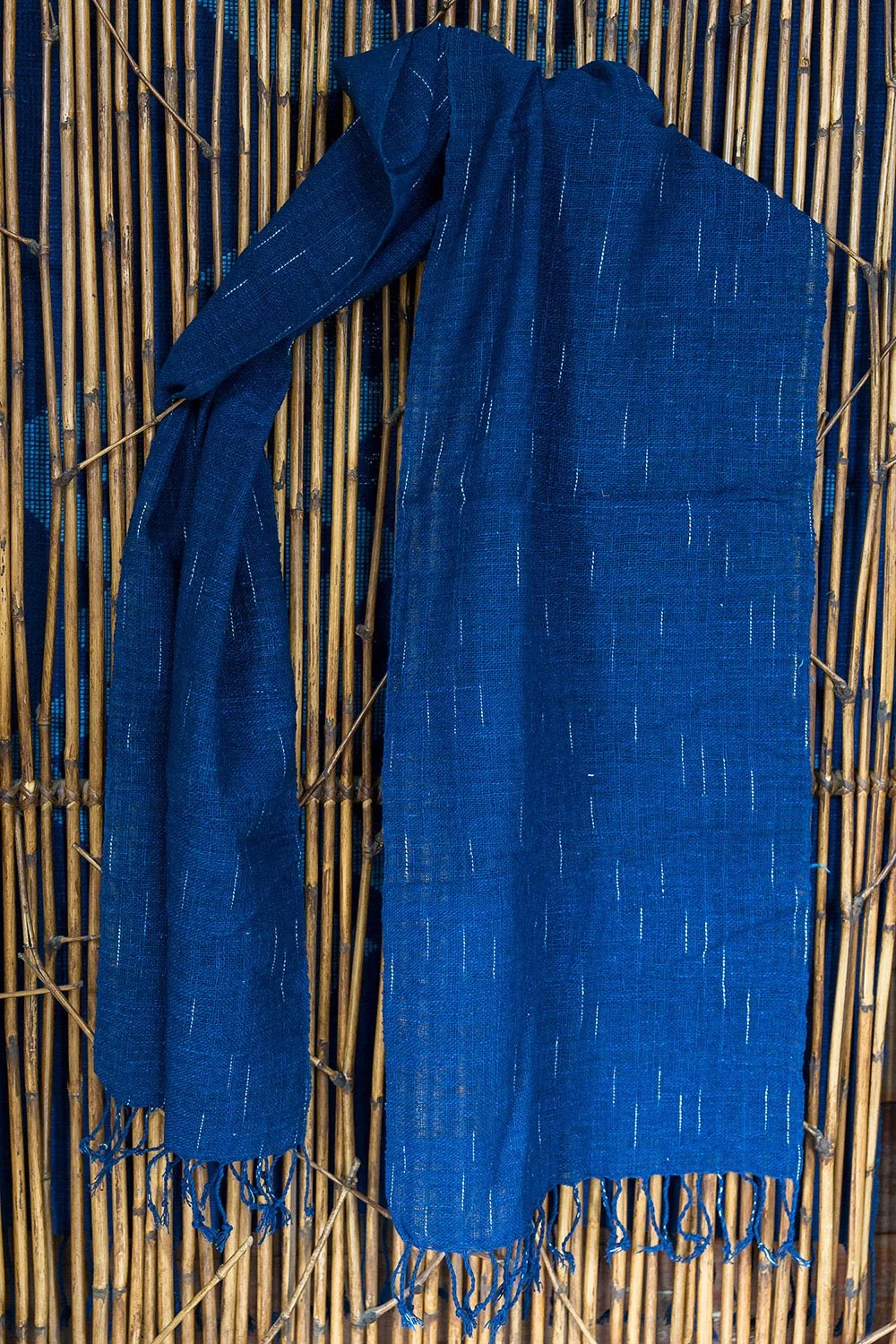 Tai Lue Indigo+Ikat Cotton Scarf