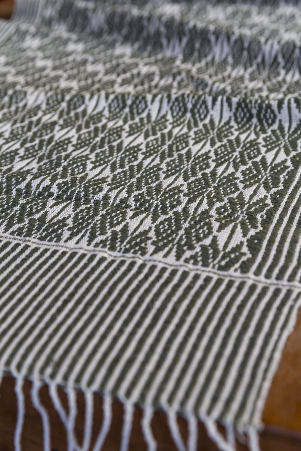 Light Grey Tai Lue Table Runner