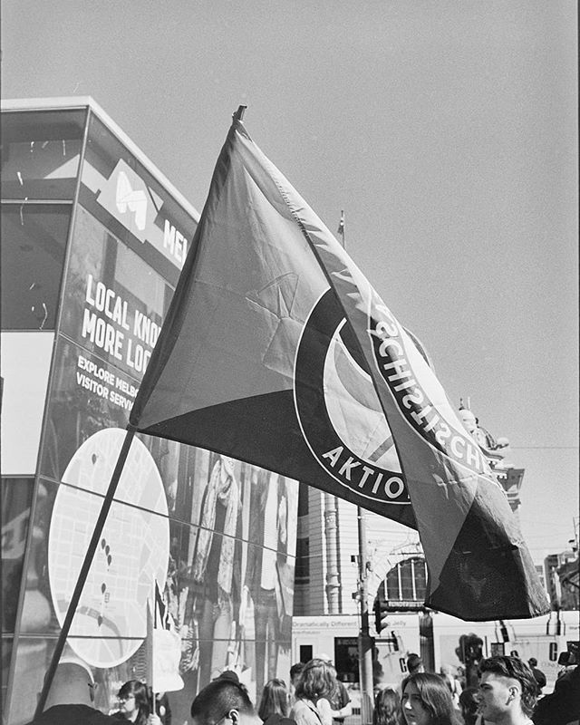 A flag of protest.

Leica M6-35mm Summircon Delta 100 with a Yellow filter.

Developed in HC-110 dilution E 
#blackandwhite #protest #darkroom #antifa #captureone #ilford #redditanalog #leicalosers #filmphotographic #b&amp;w #monochrome #film #kodak 