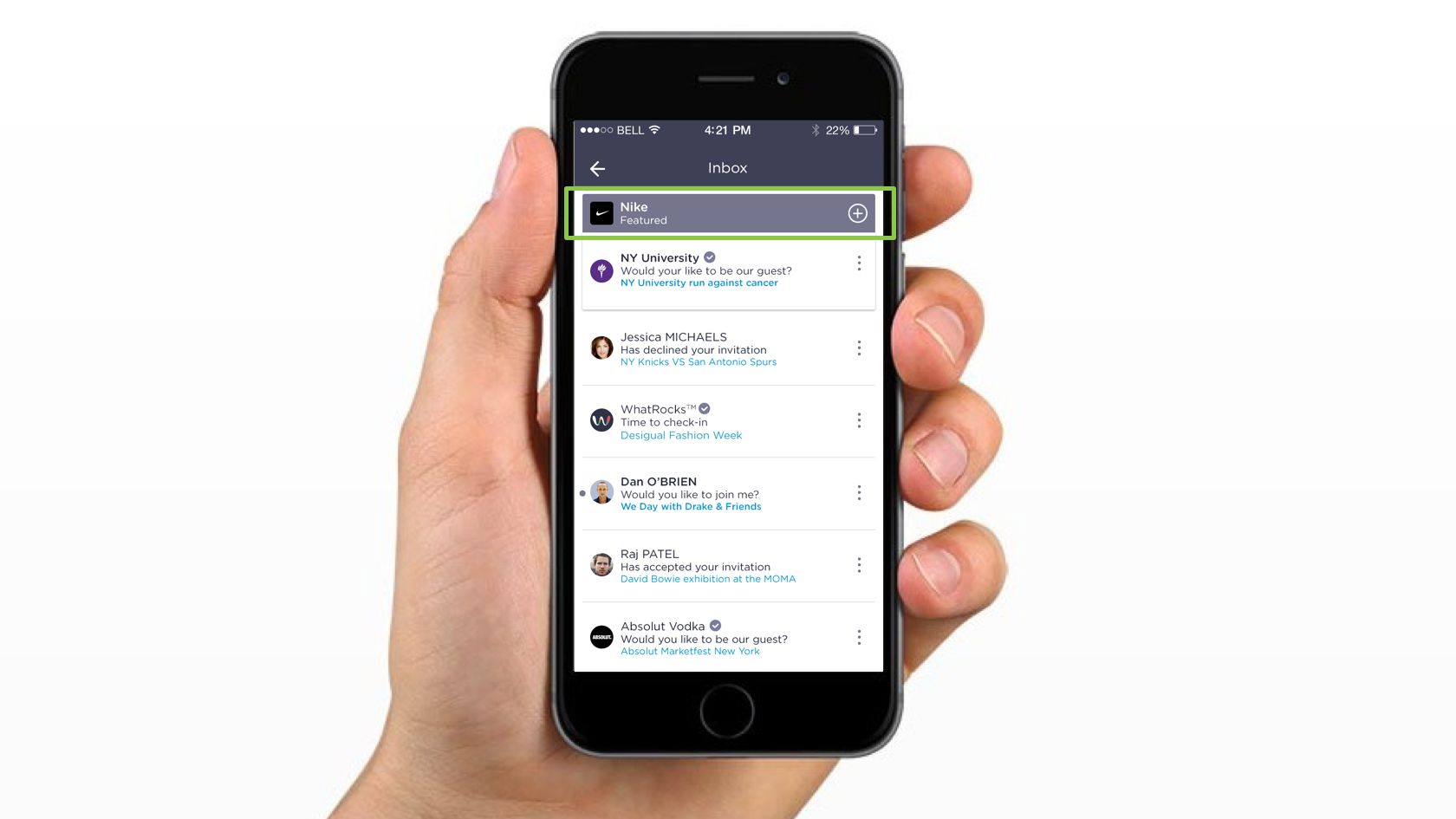 Featured in-app push invitation