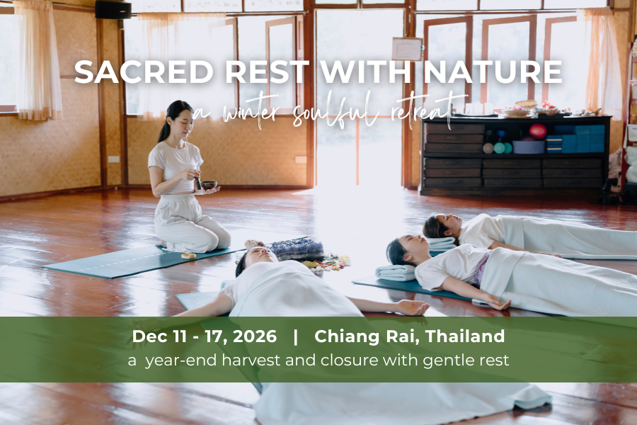 Youmin facilitating a restful yoga nidra in the Sacred Rest retreat