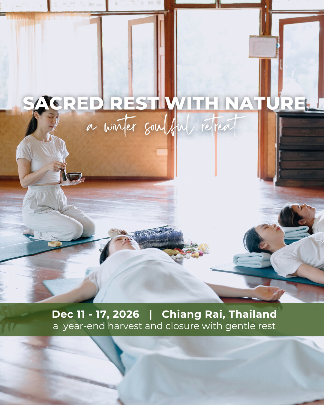 Youmin leading a gentle and restful yoga nidra sleep mindfulness session