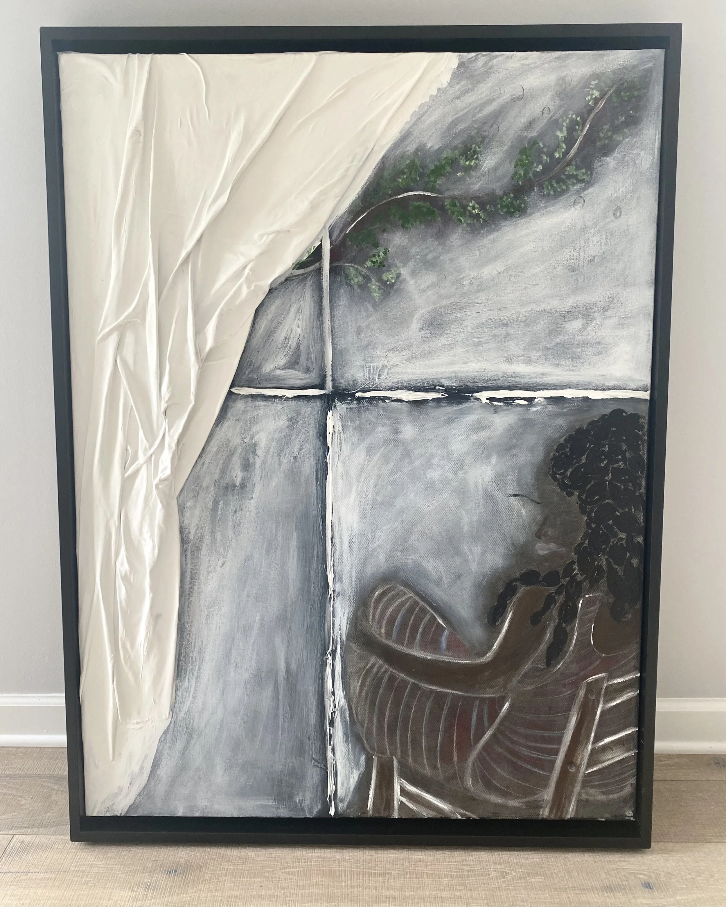 Lady in the window, watching the storm