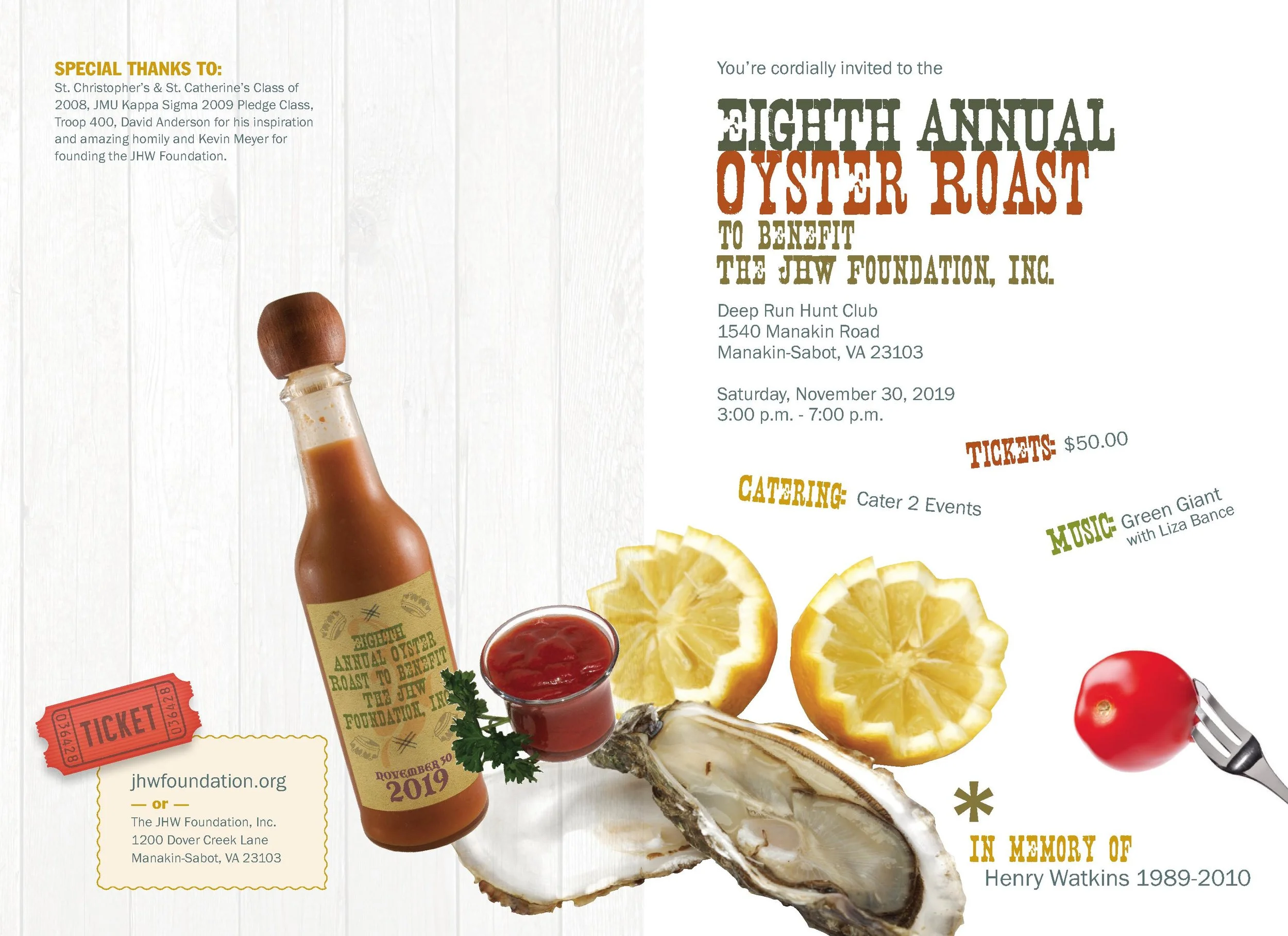 The 8th Annual Oyster Roast - November 30, 2019