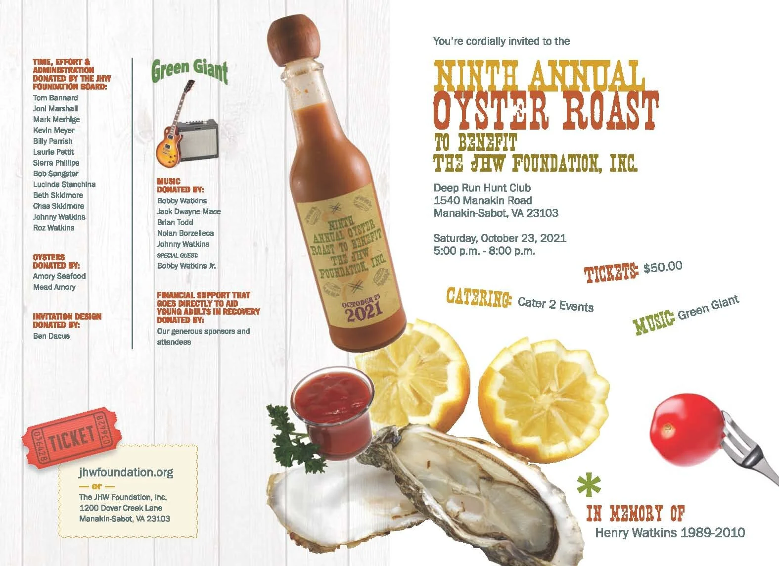 The 9th Annual Oyster Roast - October 23, 2021