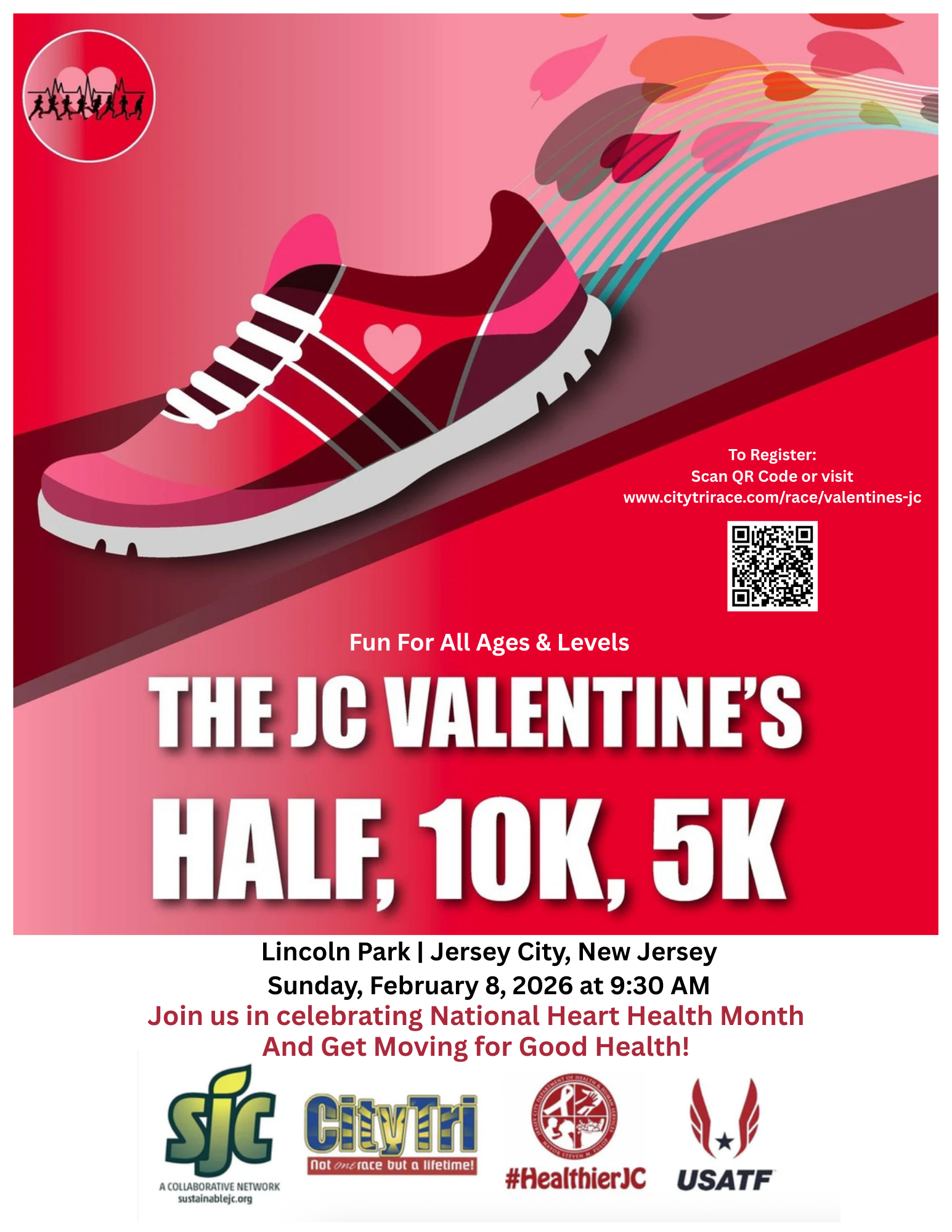 Annual 2026 JC Valentine's Half  Marathon Half | 10K | 5K          