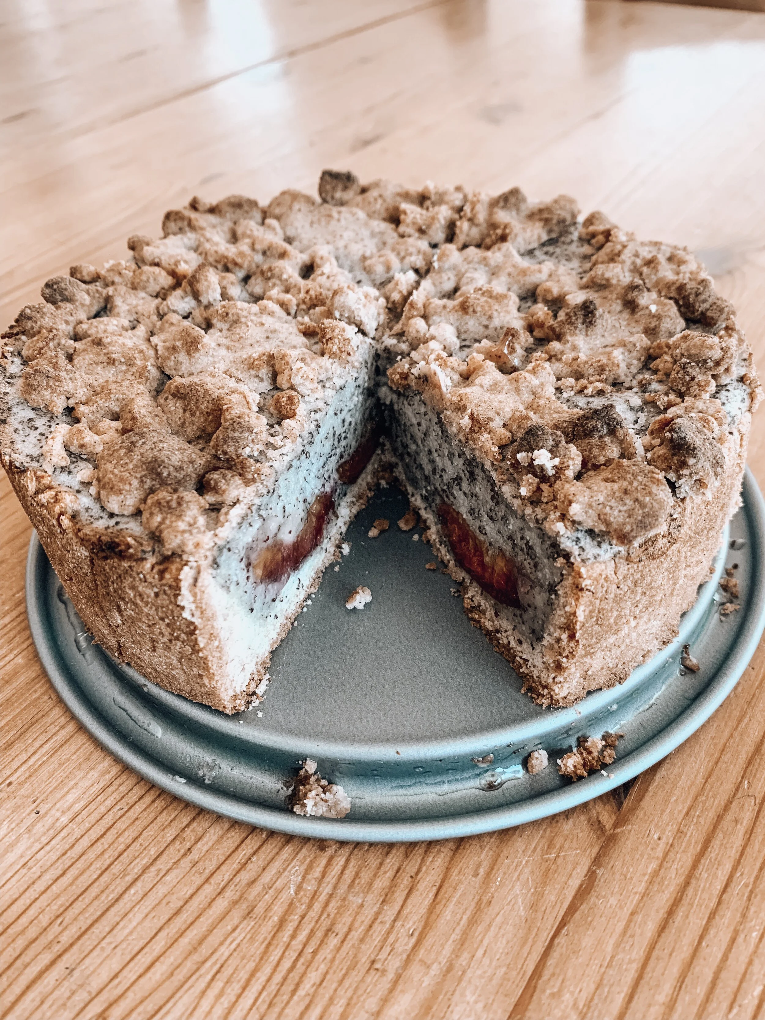 Poppy Seed Plum Cheesecake (v +gf)