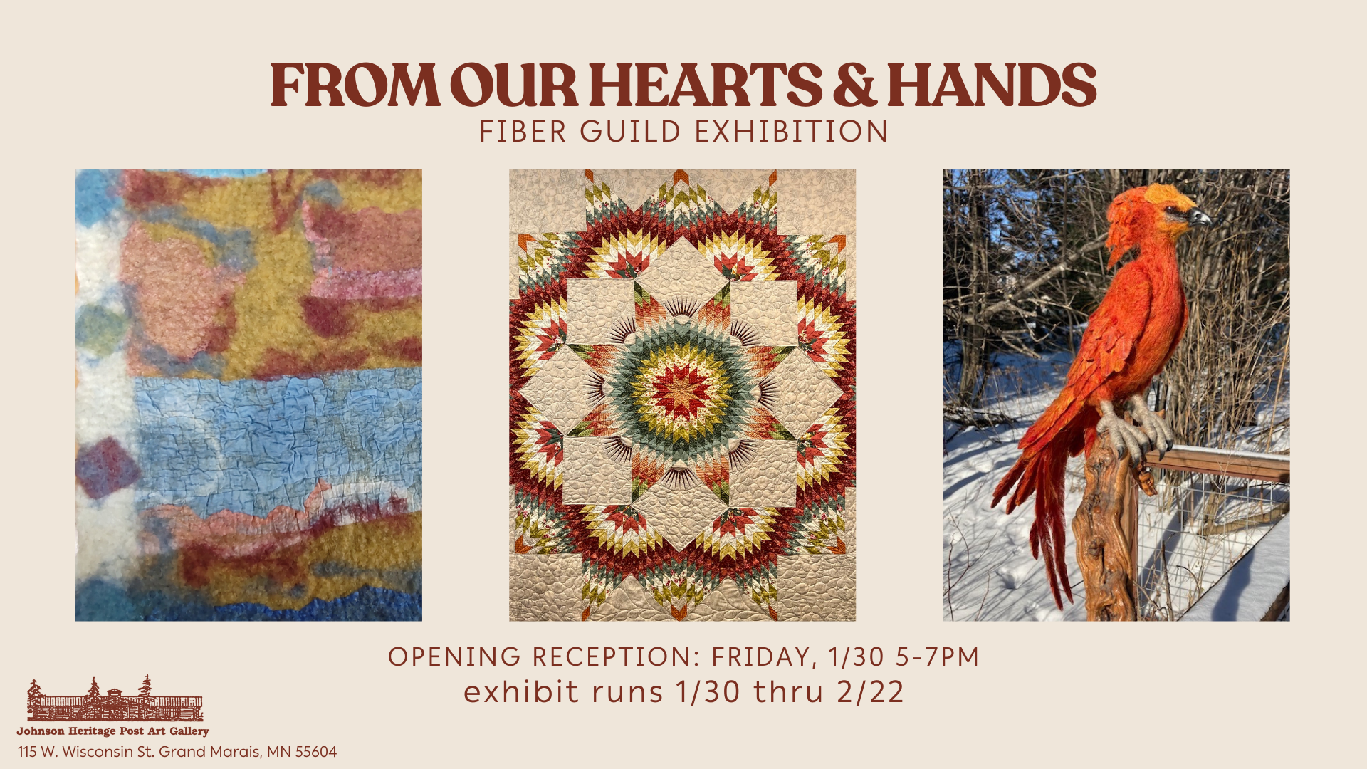 Gallery Exhibit: Northwoods Fiber Guild presents, "From Our Hearts and Hands"