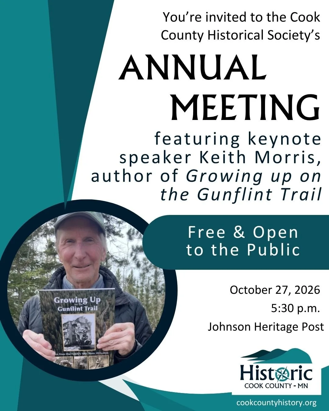 Cook County Historical Society Annual Meeting with Guest Speaker Keith Morris