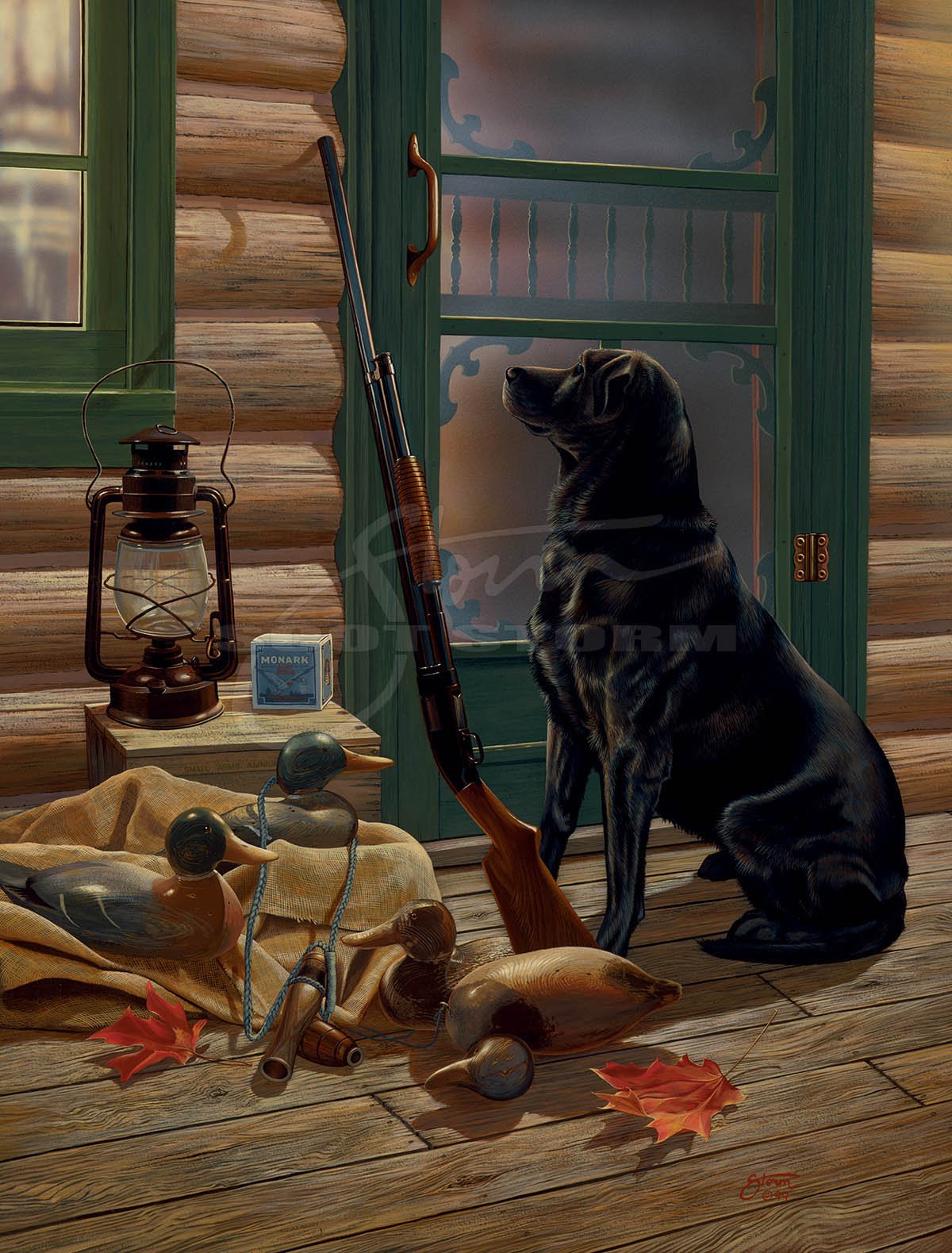 Opening Day Chocolate Lab By Scot Storm Signed  Image 10" x 14" 