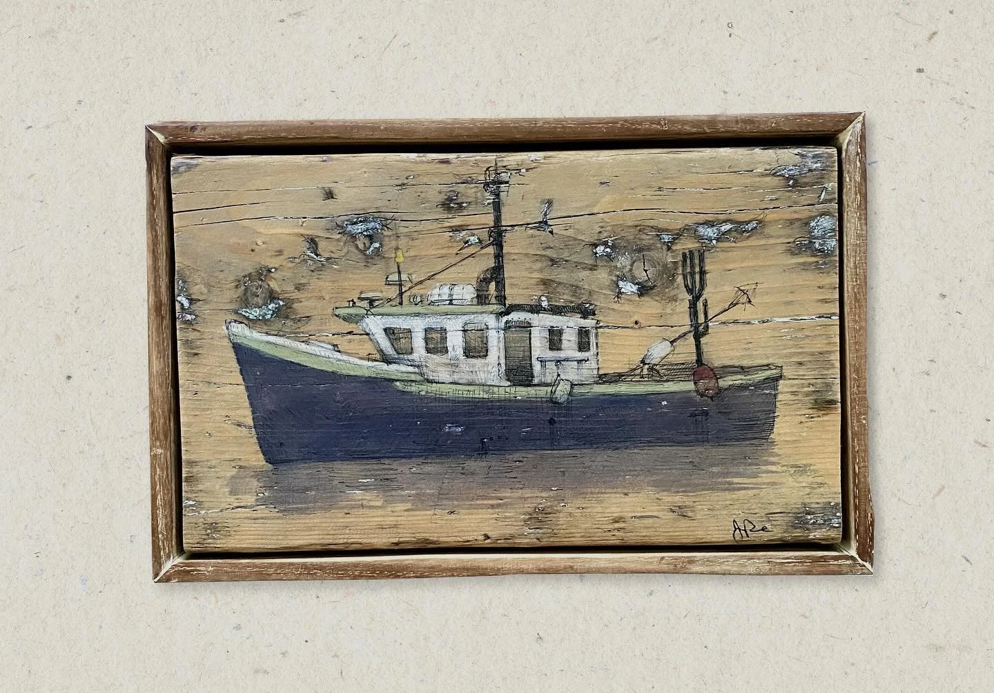 You're gunna need a bigger boat... drawing on reclaimed wood. #illustration #art #eastcoast