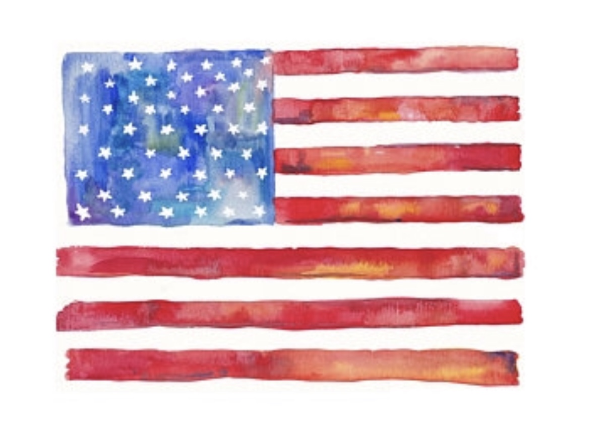 American Flag, 8”x10” watercolor. 2018, All rights reserved, Missy Elam Chavez. 
