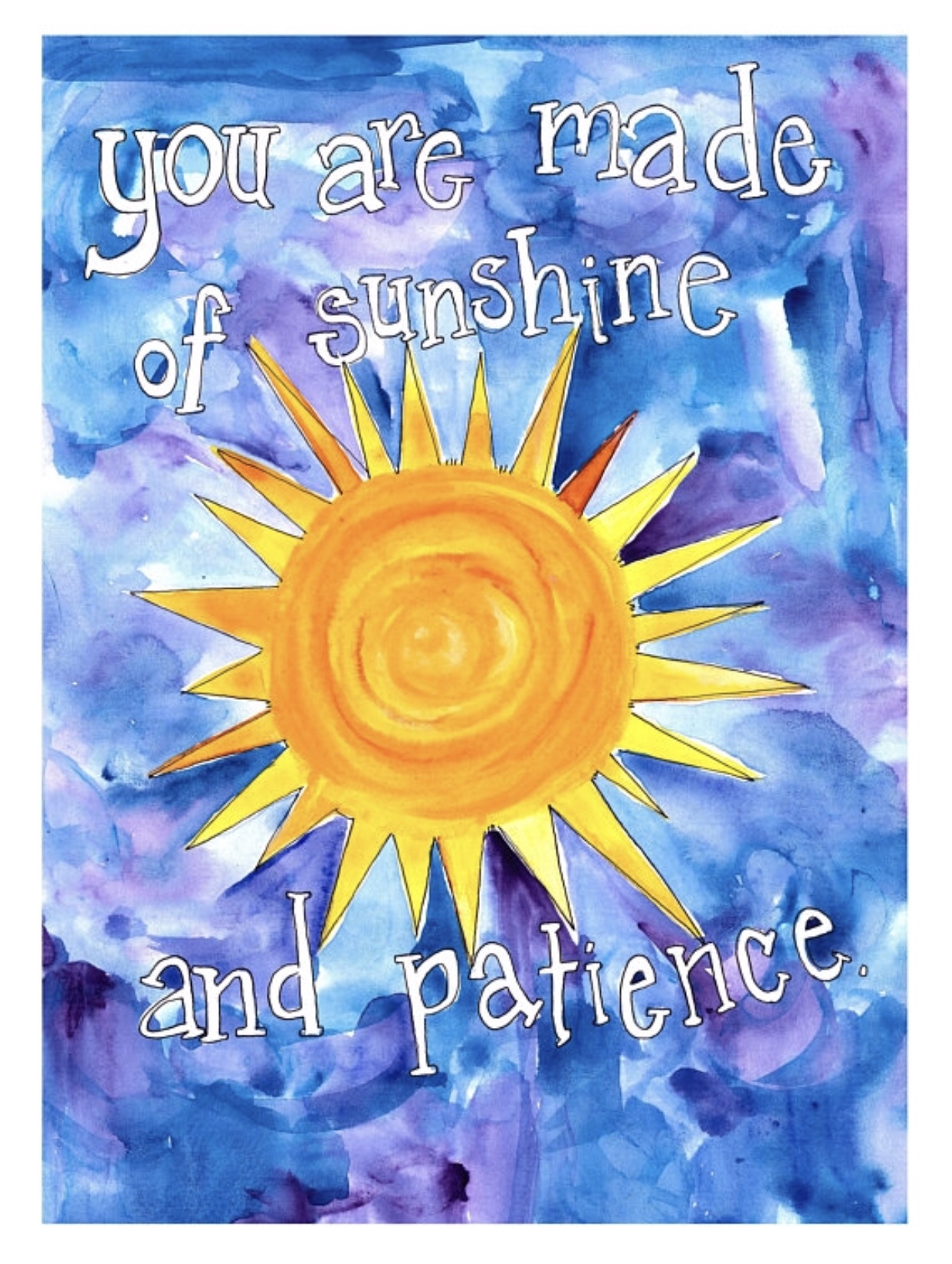 Sunshine and Patience, 8”x10” watercolor. 2018, All rights reserved, Missy Elam Chavez. 