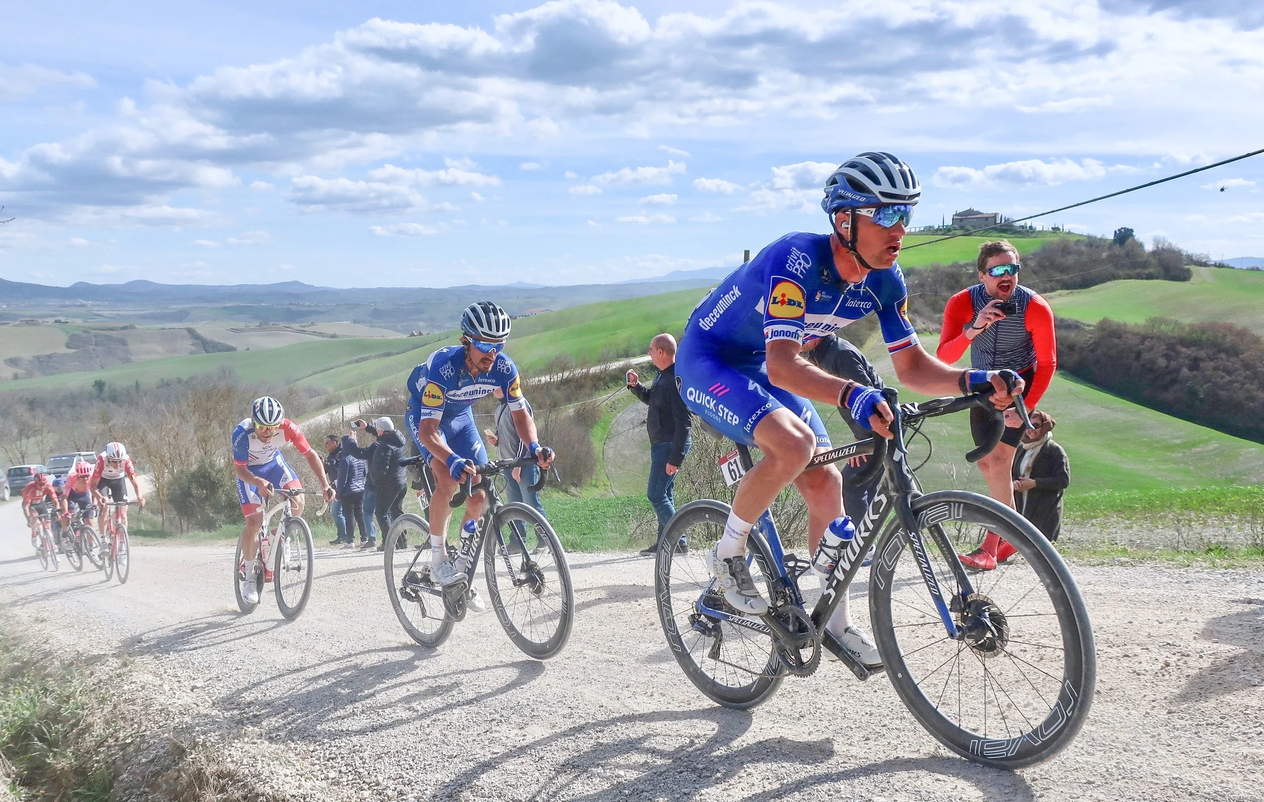 You could be that crazy Czech fan (in red) cheering Štybar up Monte Sante Marie. Photograph: Alison Testroete