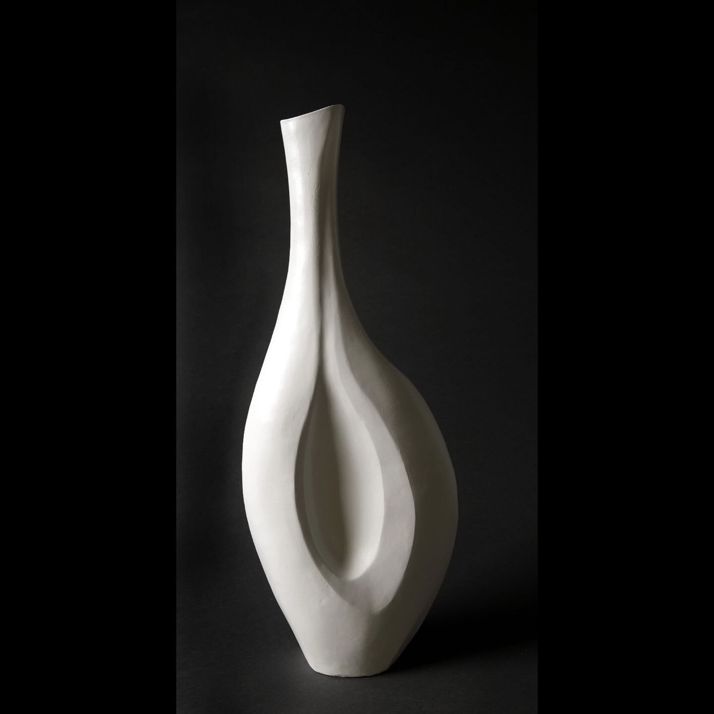 SOLD - 'Waizu in White' is off to a new home this week. She is my biggest Mid-Century modern vessel at 25&quot; tall. She also comes in sultry black, but there is something just so yummy about the white.  Sometimes, I refer to her as My Swan...elegan