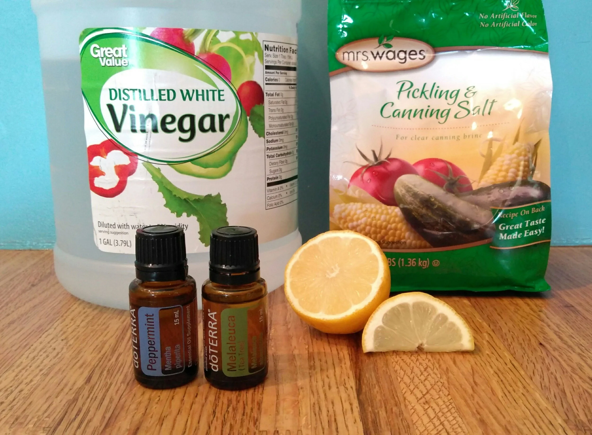 CLean Butcher block counters with essential oils