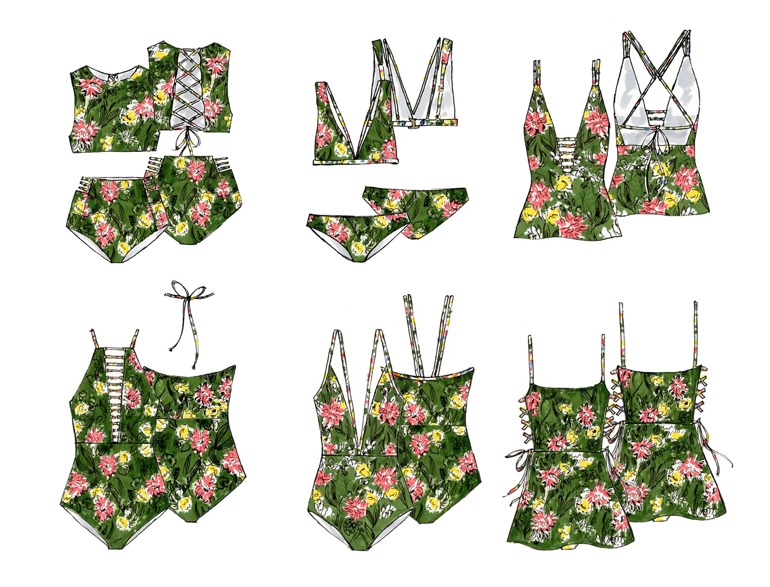 The work of artist Hillary Bott Sorrentino. Fashion. Illustration. Surface design.