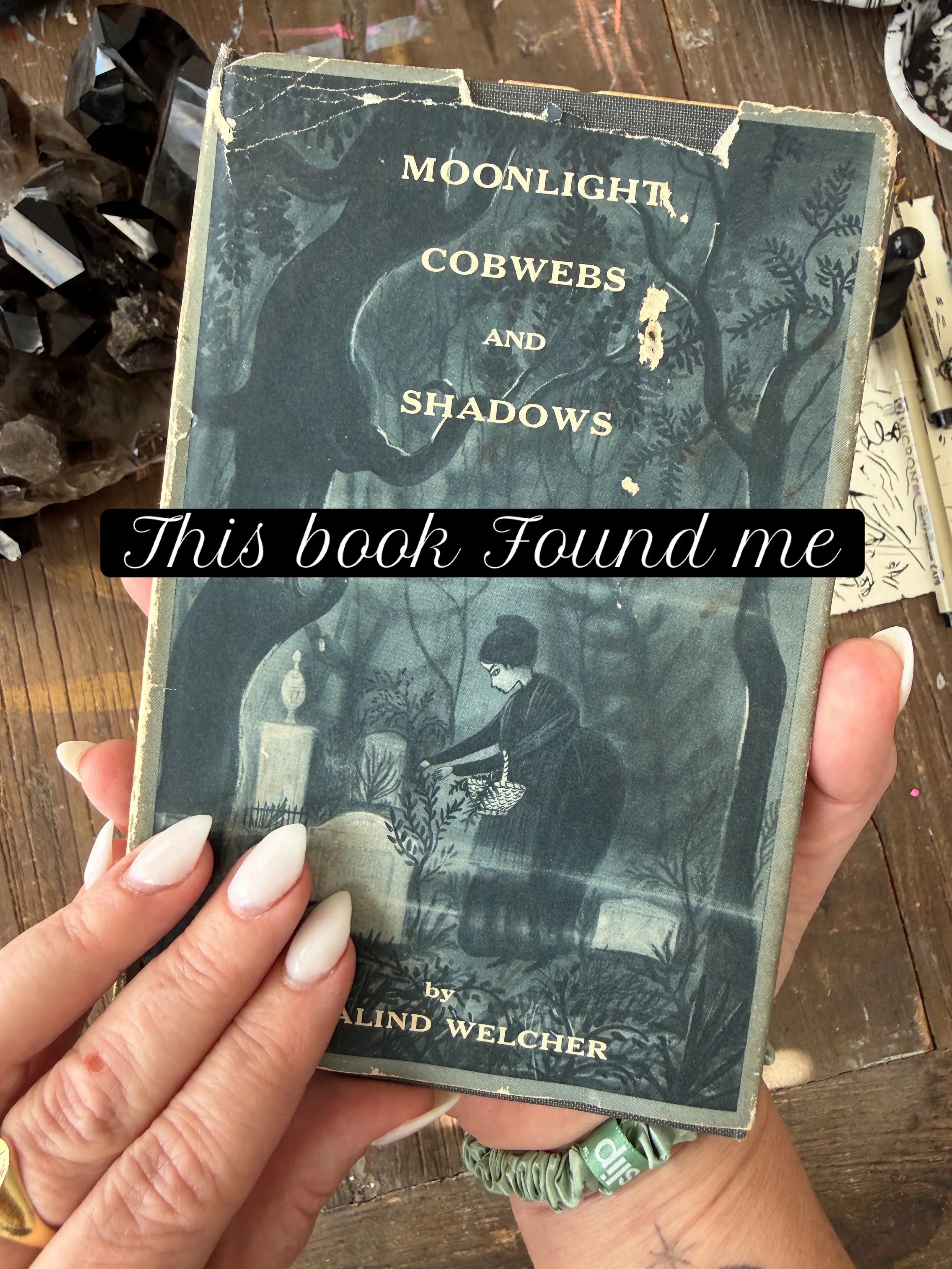 Incredible tiny antique book- Moonlight, Cobwebs and Shadows- by Rosalind Welcher.

As a freelance illustrator and artist these are the kinds of obscure finds I live for.

The art is gothic, haunting but still feels 60&rsquo;s somehow.

Do you love t