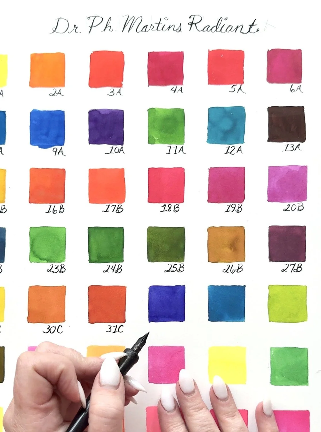 Dr. Ph. Martin's Radiant Watercolor chart hand painted by Hillary Sorrentino