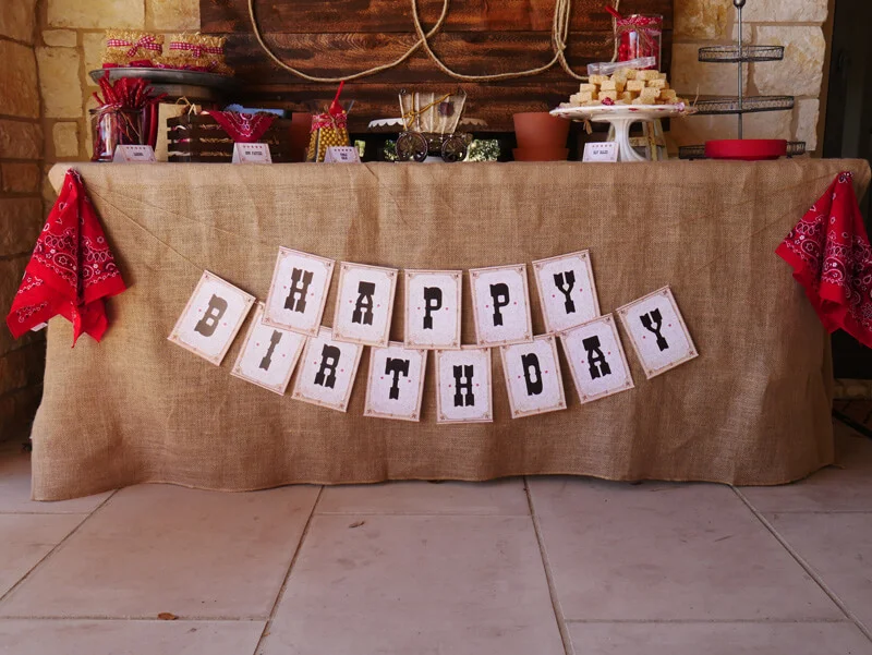 Happy Birthday banner idea for a cowboy or Wild West party
