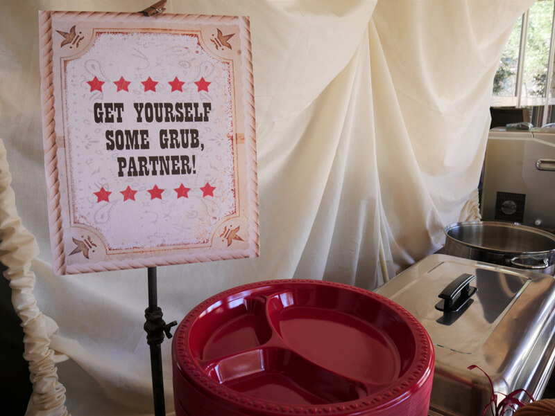 Cowboy party ideas and food table sign