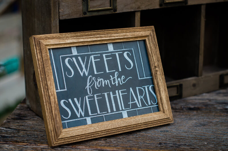 Chalkboard sign for a dessert table