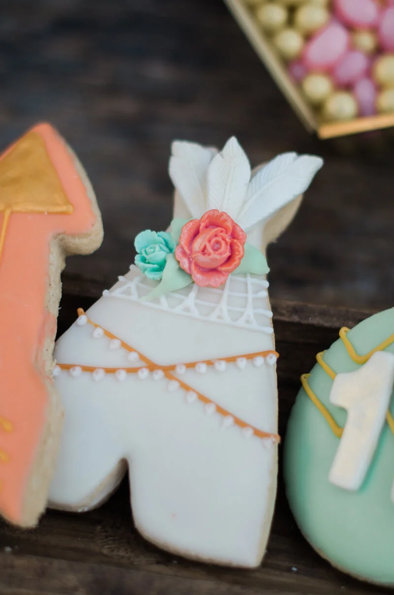 Adorable cookies for a boho chic birthday party