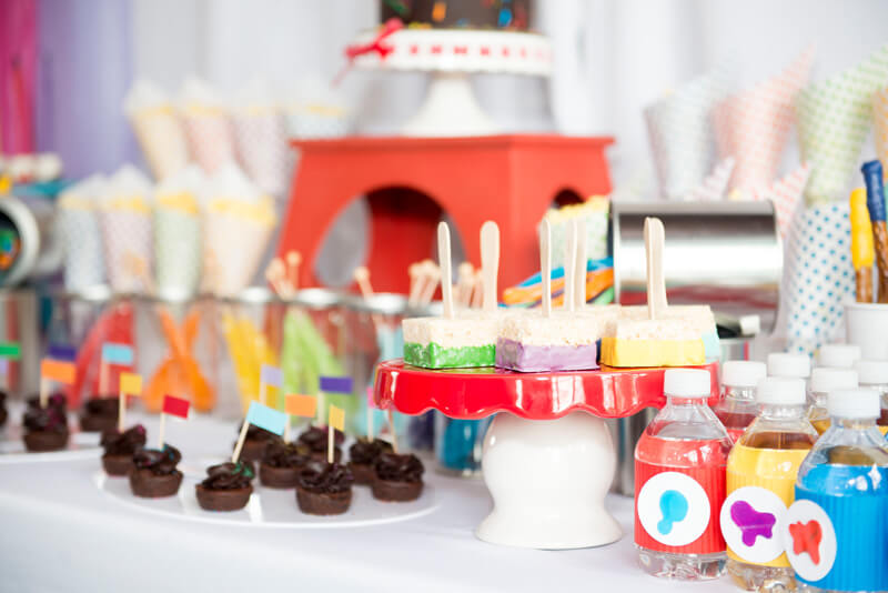 Colorful and delicious desserts, bright dessert table