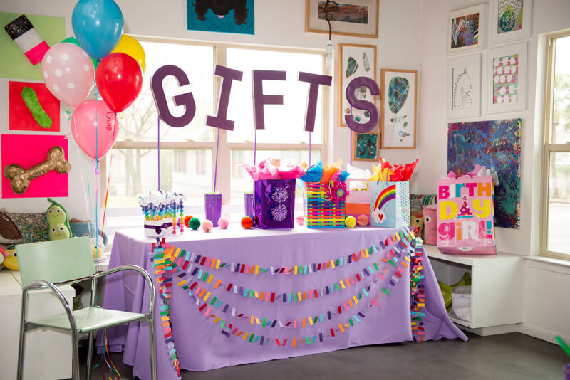 Cute and colorful gift table