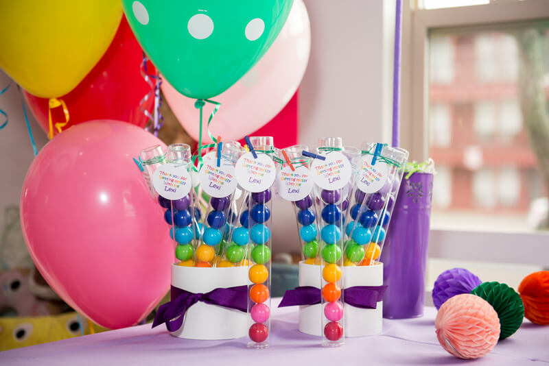 Cute colorful balloons and candy