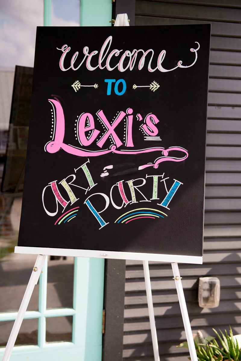 Art party colorful welcome sign