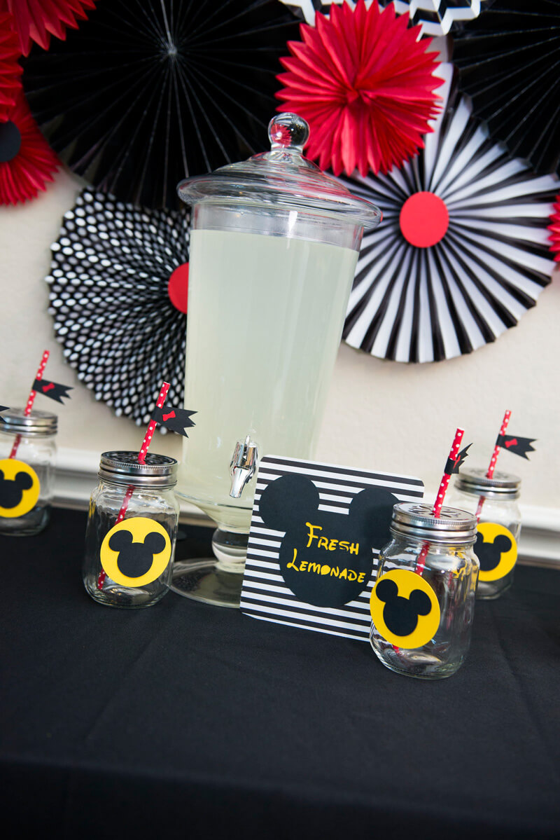 Lemonade drink station with Mickey Mouse decor