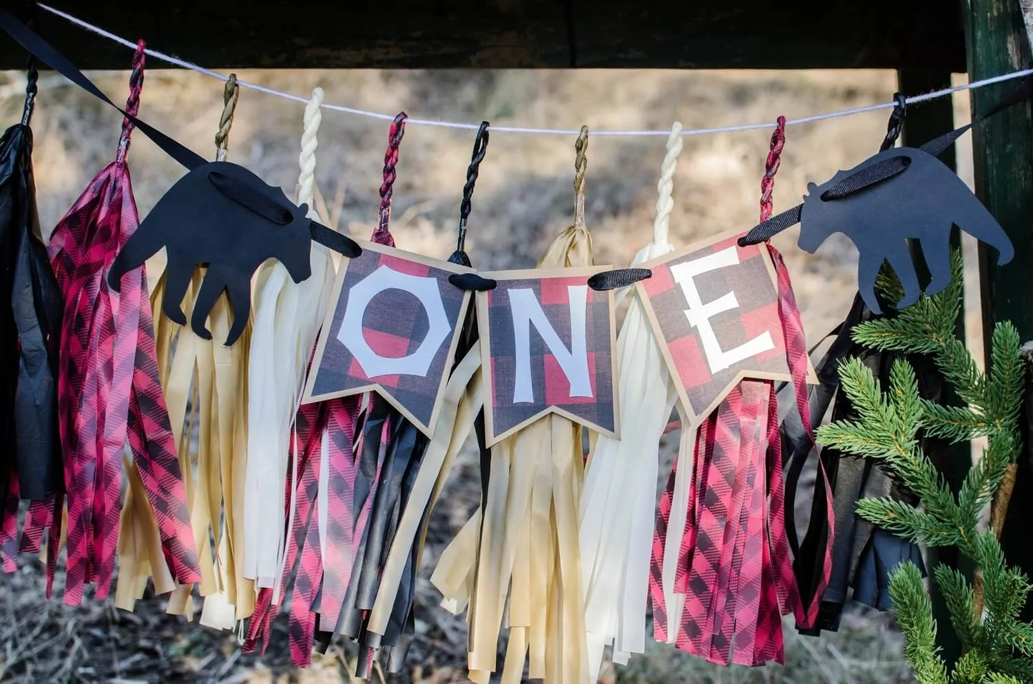Lumberjack party ideas / lumberjack party decor / first birthday party banner / One Banner idea / styled by Carolina from MINT Event design / www.minteventdesign.com