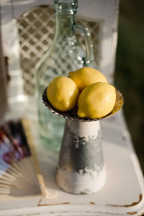 Fresh lemons with French antique decor.